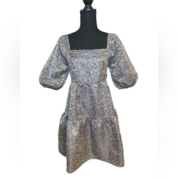 Anthropologie Moon River silver damask dress size M - Picture 2 of 6